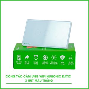 Công Tắc Cảm Ứng 3 Nút Wifi Hunonic Datic Màu Trắng