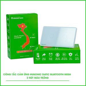 Công Tắc Cảm Ứng 2 Nút Bluetooth Mesh Hunonic Datic Màu Trắng