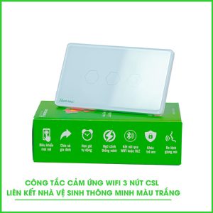 Công Tắc Wifi 3 Nút Liên Kết Nhà Vệ Sinh Thông Minh Màu Trắng