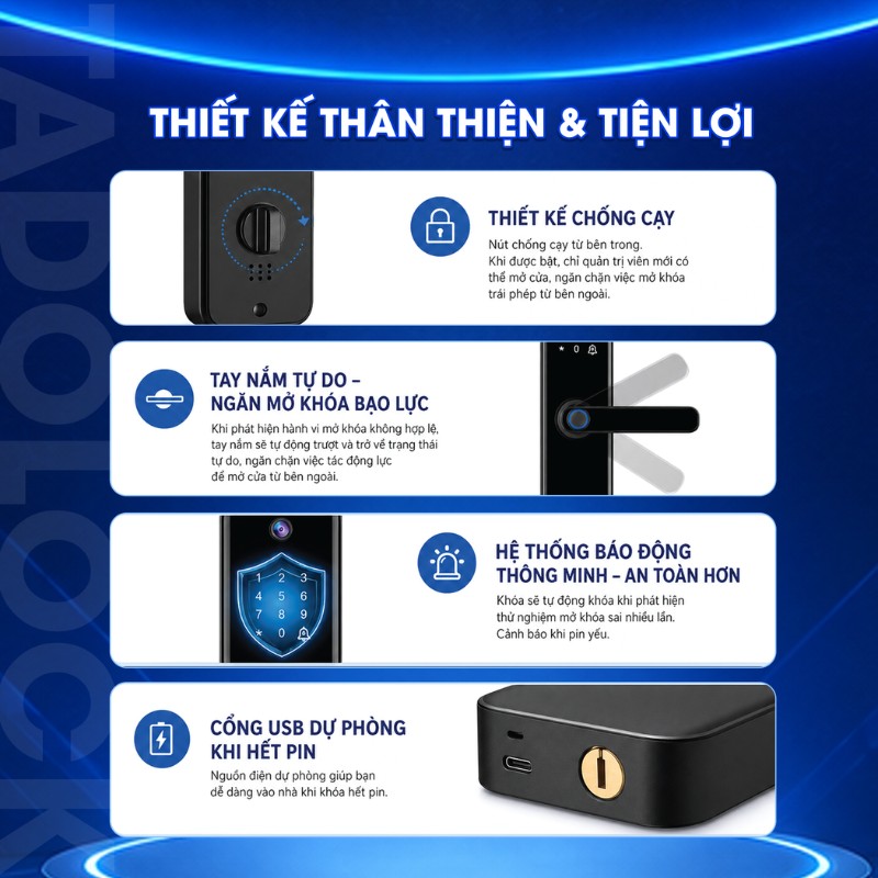 Khoá thông minh cửa gỗ cao cấp TDL 68 - Ảnh 3